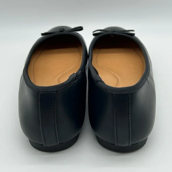 Moxy Black Vegan Ballet Flats Bow Detail | Women’s Size 7.5 | New With Box - Picture 7 of 11